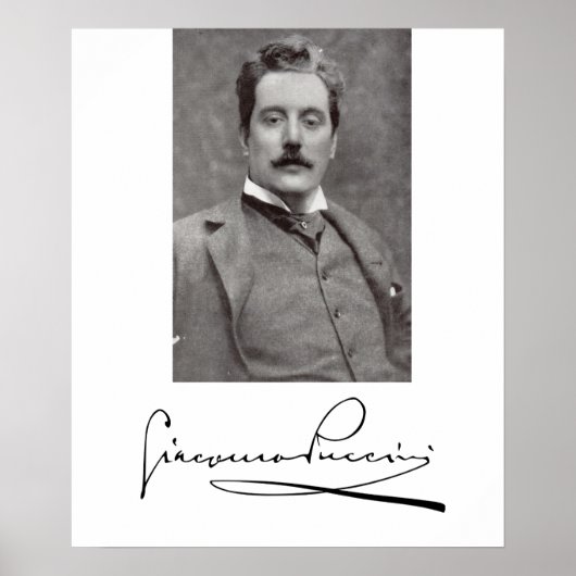 Poster Portrait et signature de Giacomo Puccini (Devant)