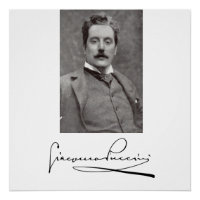 Portrait et signature de Giacomo Puccini