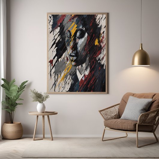 Poster Portrait expressionniste Abstrait audacieux Art mo