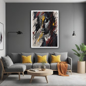 Poster Portrait expressionniste Abstrait audacieux Art mo