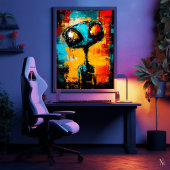 Poster Portrait Expressionniste Alien Abstrait Contempora