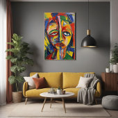 Poster Portrait expressionniste audacieux Art Abstrait ém