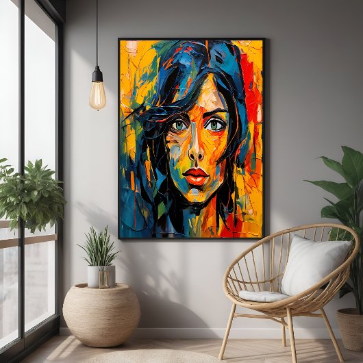 Poster Portrait expressionniste vibrant Art Abstrait auda