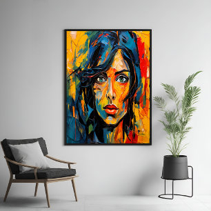 Poster Portrait expressionniste vibrant Art Abstrait auda