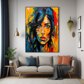 Poster Portrait expressionniste vibrant Art Abstrait auda