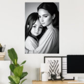 Poster Portrait famille mère et fille | Art AI (Bureau à domicile)