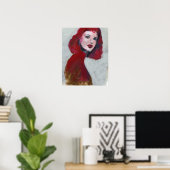 Poster Portrait Fem - Rouge (Bureau à domicile)