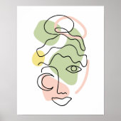 Poster Portrait Féminin Abstrait Art Linéaire BOHO Chic (Devant)