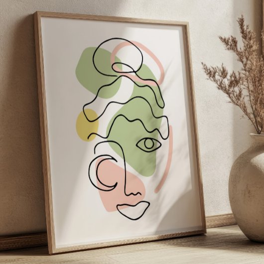 Poster Portrait Féminin Abstrait Art Linéaire BOHO Chic