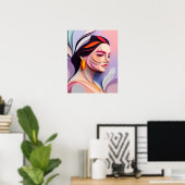 Poster Portrait Féminin Abstrait de Grâce Superposée (Bureau à domicile)