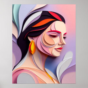 Poster Portrait Féminin Abstrait de Grâce Superposée