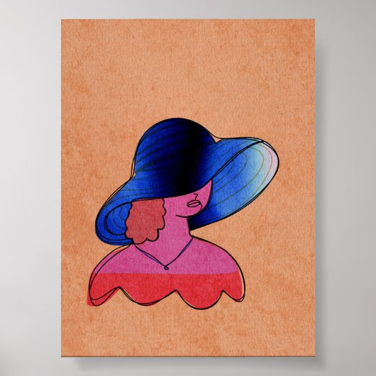Poster Portrait Féminin Abstrait Moderne (Devant)