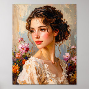 Poster Portrait Féminin Romantique Art Moderne