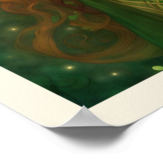 Poster Portrait Femme Shamrock Vert Or Celtique noeud (Coin)