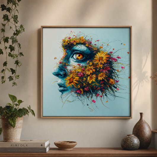 Poster Portrait floral de la déesse Mère Nature