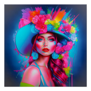 Poster Portrait floral de Neon Imaginaire