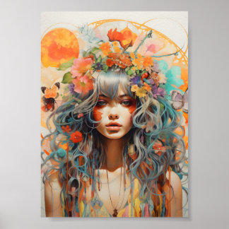 Poster Portrait Floral Ensoleillé