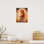 Poster Portrait frappant d'une rousse femme cheveux longs (Cuisine)