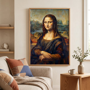 Poster Portrait Géométrique Abstrait de Mona Lisa Peintur