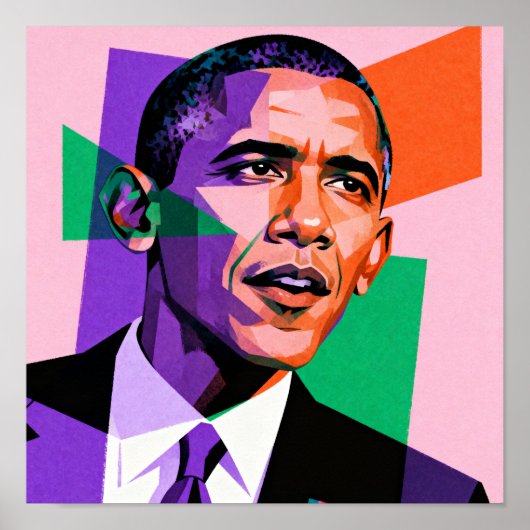 Poster Portrait géométrique moderne de Barack Obama (Devant)