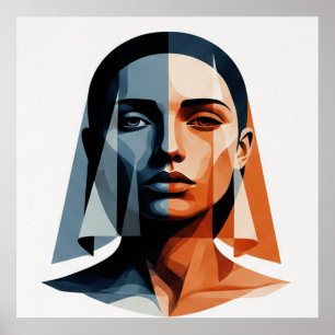 Poster Portrait Géométrique Transparent en Ambre et Ardoi