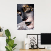 Poster Portrait Gold Black Artistic Makeup Luxury Beauty (Bureau à domicile)