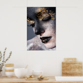 Poster Portrait Gold Black Artistic Makeup Luxury Beauty (Cuisine)