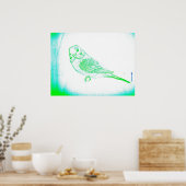 Poster Portrait Green Budgie (Cuisine)