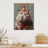 Poster Portrait hippo clown lunaire (Cuisine)