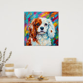 Poster Portrait Impasto Cavalier King Charles Spaniel Pos (Cuisine)