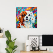 Poster Portrait Impasto Cavalier King Charles Spaniel Pos (Bureau à domicile)