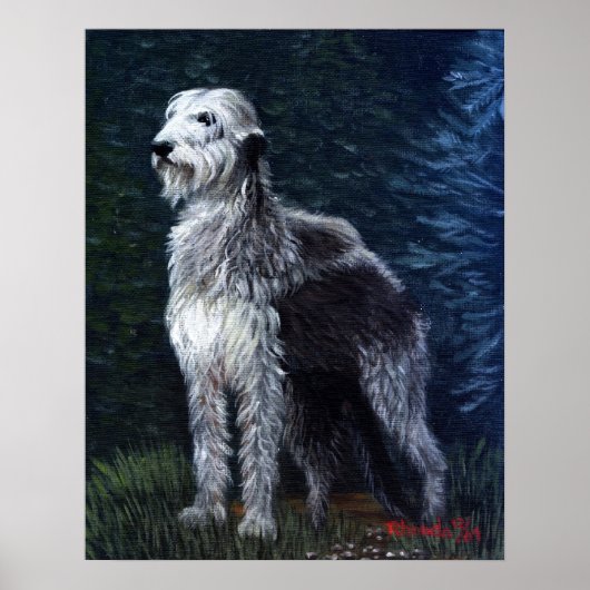 Poster Portrait irlandais Wolfhound Dog (Devant)