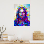 Poster Portrait Jésus Christ en verre tendu (Cuisine)