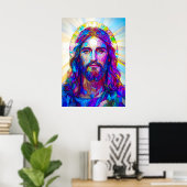 Poster Portrait Jésus Christ en verre tendu (Bureau à domicile)