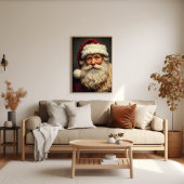 Poster Portrait joyeux du Père Noël avec lueur festive