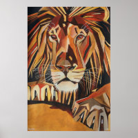 Portrait Lion En Style Art Géométrique