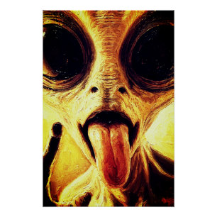 Poster Portrait ludique d'alien à l'huile