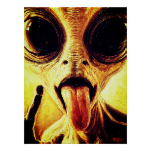 Poster Portrait ludique d'alien à l'huile