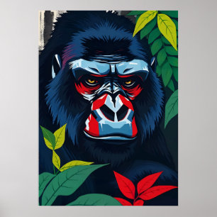 Poster Portrait Majestic Gorilla - Jungle Alpha Art