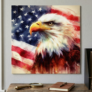 Poster Portrait majestueux de l'aigle américain avec le d