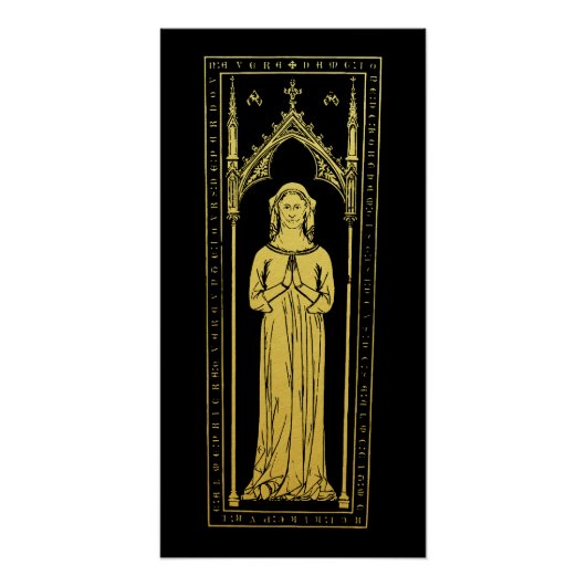 Poster Portrait médiéval anglais 1300 Lady Joan Cobham (Devant)