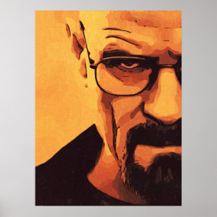 Poster Portrait Minimaliste d'Homme Chauve Lunettes Barbe