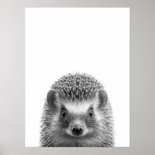 Poster Portrait Moderne de la Forêt de Hérissons noir bla