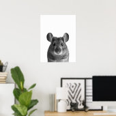 Poster Portrait Moderne de Souris en Bois noir blanc (Bureau à domicile)