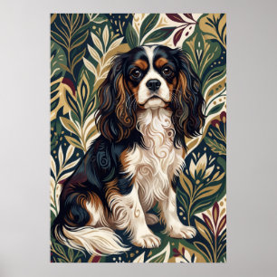 Poster Portrait moderne tricolore de Cavalier botanique