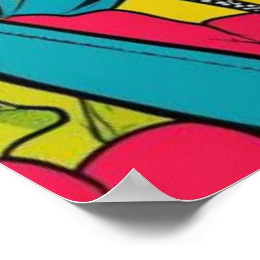 Poster Portrait Neon Pop Diva - Art rétro gras et dynamiq (Coin)