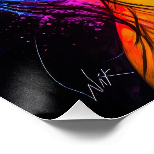 Poster Portrait Neon Vibrant - Art Expressionniste Abstra (Coin)