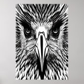 Poster Portrait noir et blanc d'un aigle | Art AI (Devant)
