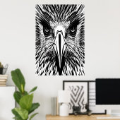 Poster Portrait noir et blanc d'un aigle | Art AI (Bureau à domicile)
