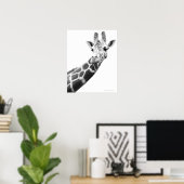 Poster Portrait noir et blanc d'une girafe (Bureau à domicile)